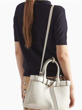 Prada White Leather Small Bag with Double Belt  Gold-Tone Hardware Pre-loved